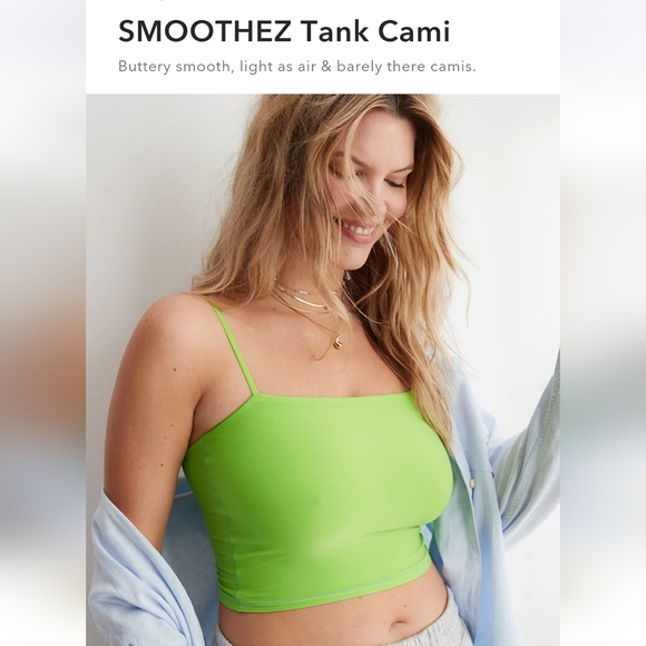 Aerie	SMOOTHEZ Tank Cami Cropped Top Harlequin Green NWT Medium American Eagle - Picture 11 of 11